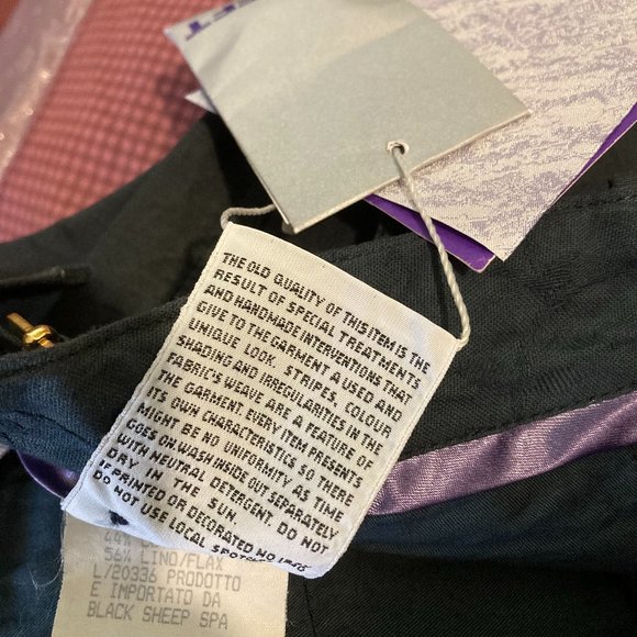 40weft women's size 48 IT dark navy linen blend adjustable cargo pants 34x33 - Picture 9 of 10